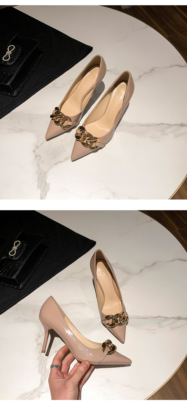 31 32 33小码女士高跟鞋细跟性感漆皮裸色舒适尖头41-43大码单鞋详情11