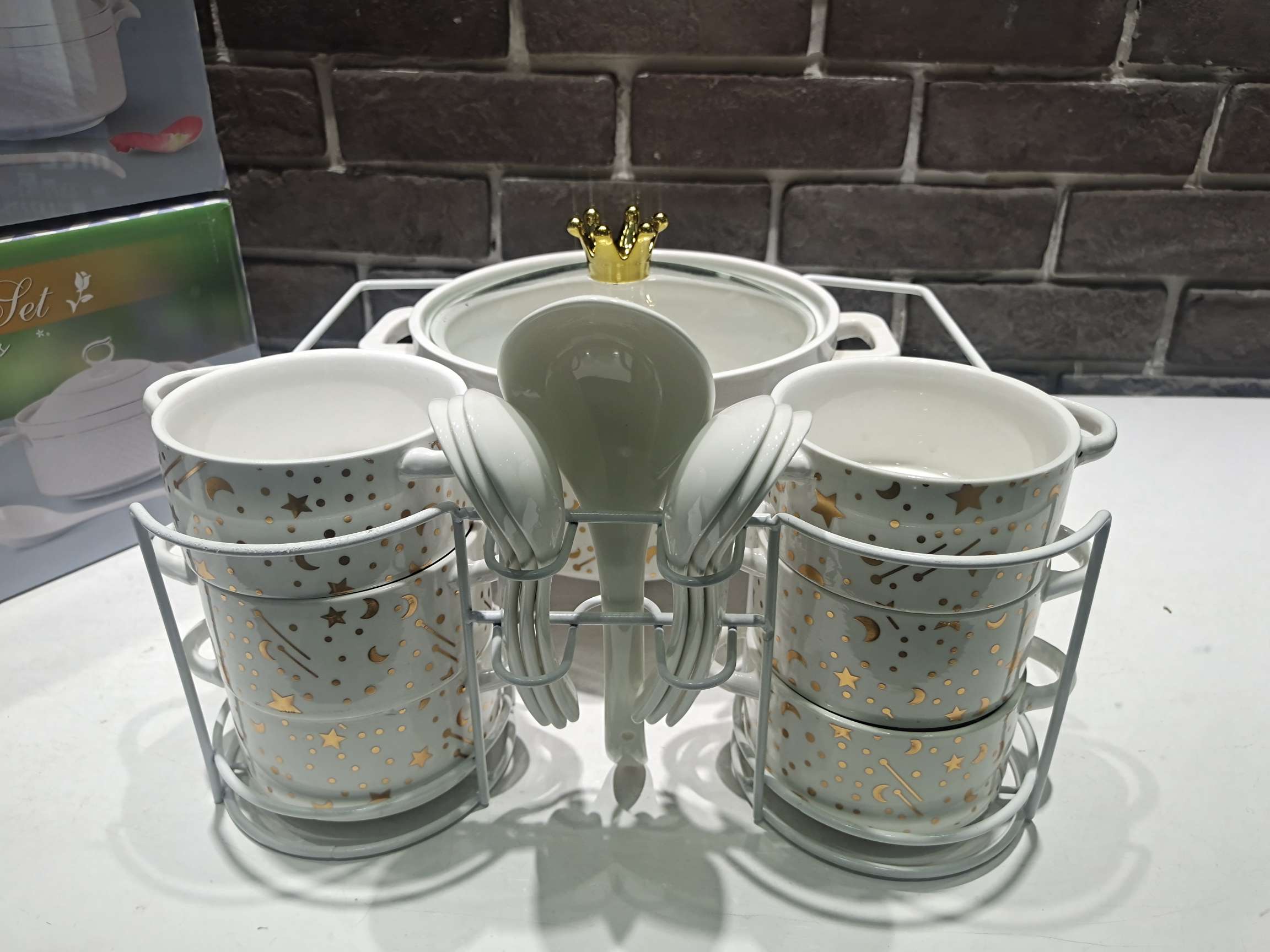 Jingdezhen Ceramic Soup Pot Set Star Star Moon Soup Pot Set Gold-Plated Soup Pot Rice Noodle Pot Stew Pot Specification drawing