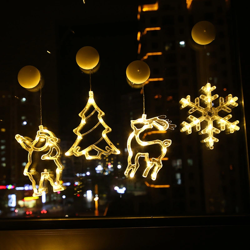 Cross-Border Ambiance Lights Led Lights Suction Cup Lights Christmas Decorative Lights Store Window Christmas Tree Background Decoration Creative Garden Light Strings