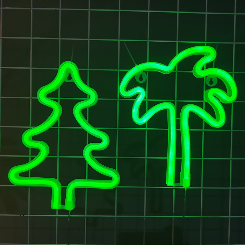 Cross-Border Led Cactus Christmas Tree Coconut Tree Neon Lights Modeling Atmosphere Festive Decoration Room Layout details Picture