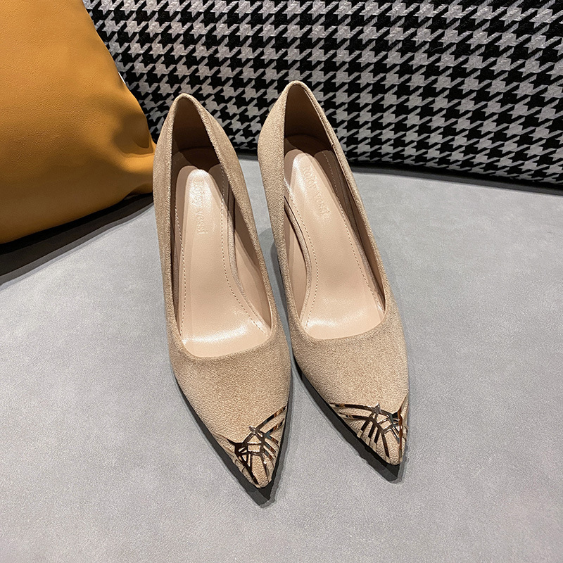 2023 New 31 32 33 Small Size Black High Heels Women's Fine Heel Suede 41-43 Large Size Pointed Single Shoes Application Scenario