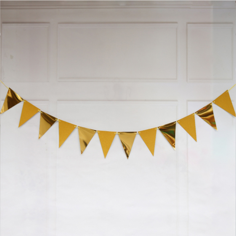 Birthday Decoration Festive Party Dress-Up Birthday Flag Banner Wavy Pennant Hot Gold Bunting details Picture