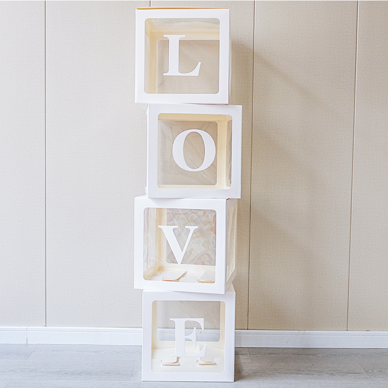 Instagram Celebrity Clear Box Baby's Birthday 26 Letter Balloon Box Love Graduation Wedding Decoration Baby Balloon Box Party Surprise Dress Up Gift Box Does Not Include Balloon Light Band Application Scenario