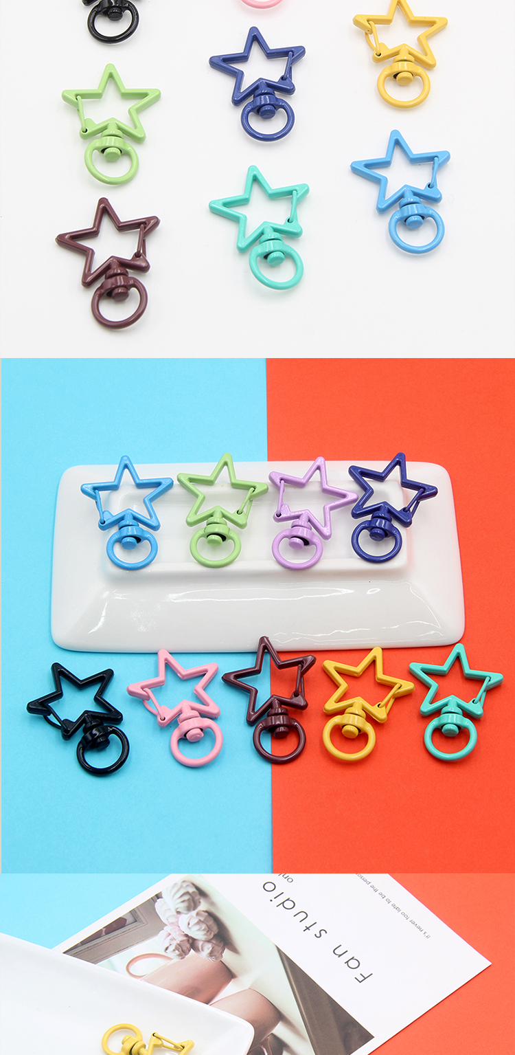 彩色钥匙扣 烤漆狗扣 五角星钥匙扣 34mm合金钥匙扣  DIY配件 包包挂扣 喷漆钥匙扣 彩色挂钩详情4