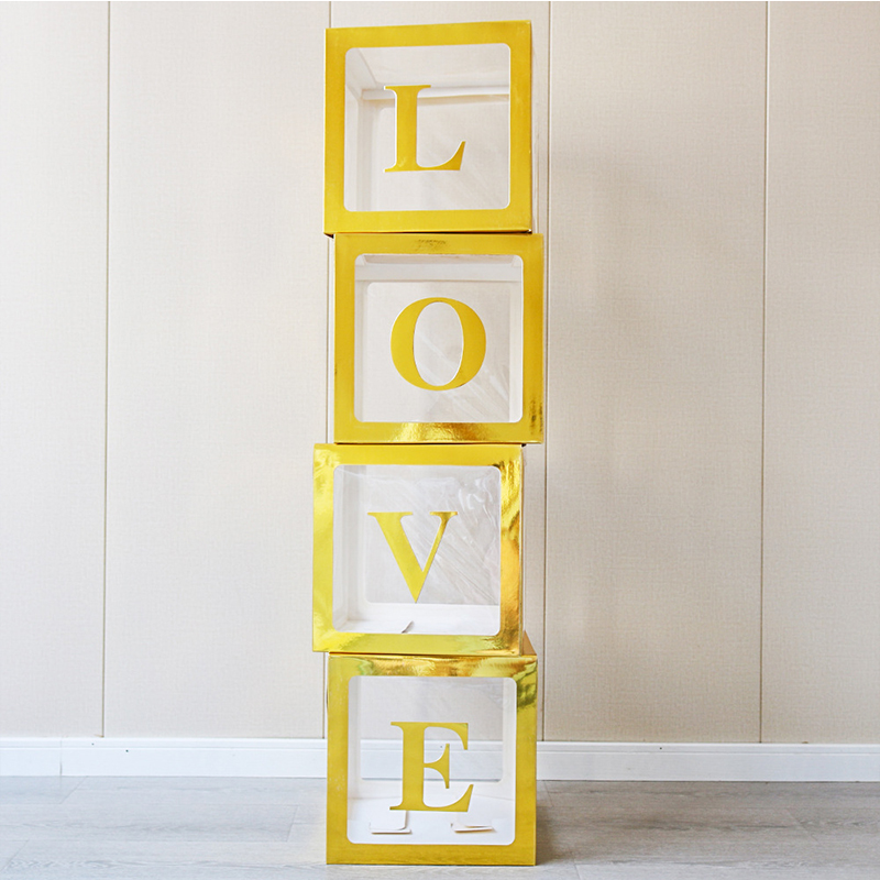 Instagram Celebrity Clear Box Baby's Birthday 26 Letter Balloon Box Love Graduation Wedding Decoration Baby Balloon Box Party Surprise Dress Up Gift Box Does Not Include Balloon Light Band Specification drawing