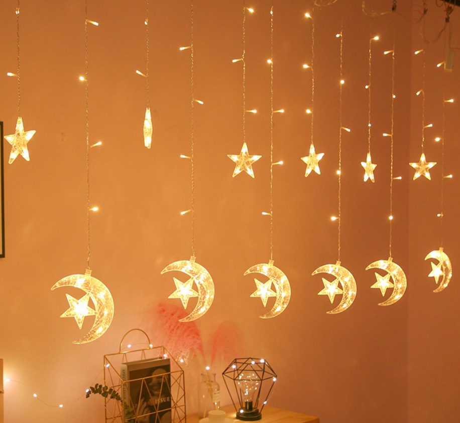 Atmosphere Lights Led Moon Hold Star Curtain Lights Ins Room Decoration Lights Star And Moon Lights String Lights Star Lights Wholesale Specification drawing