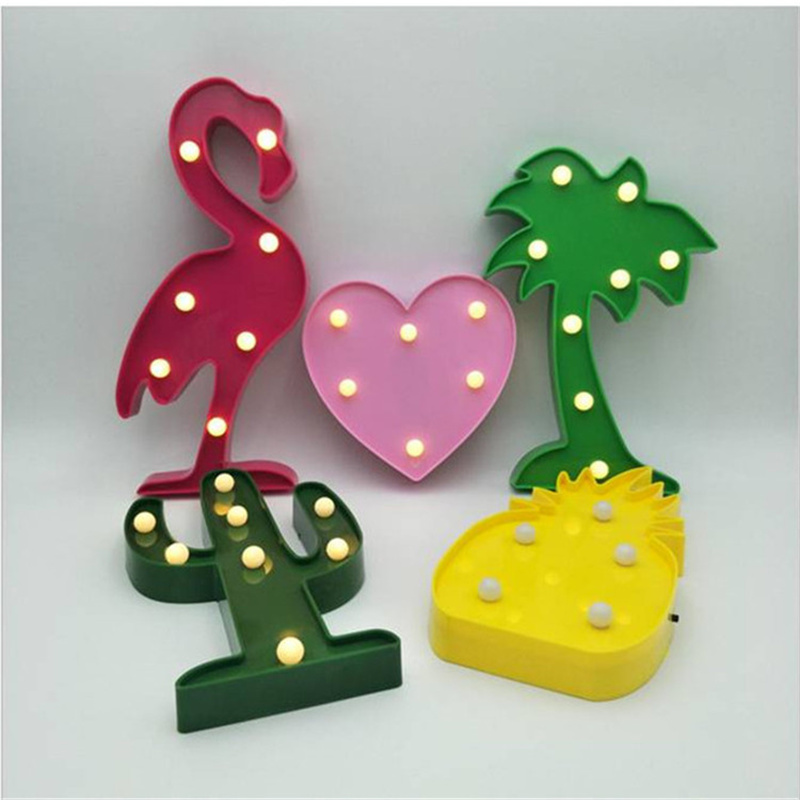 Christmas Tree Flamingos Cactus Pineapple Coconut Tree Led Decorative Lights Children's Room Christmas Stall Night Light Application Scenario