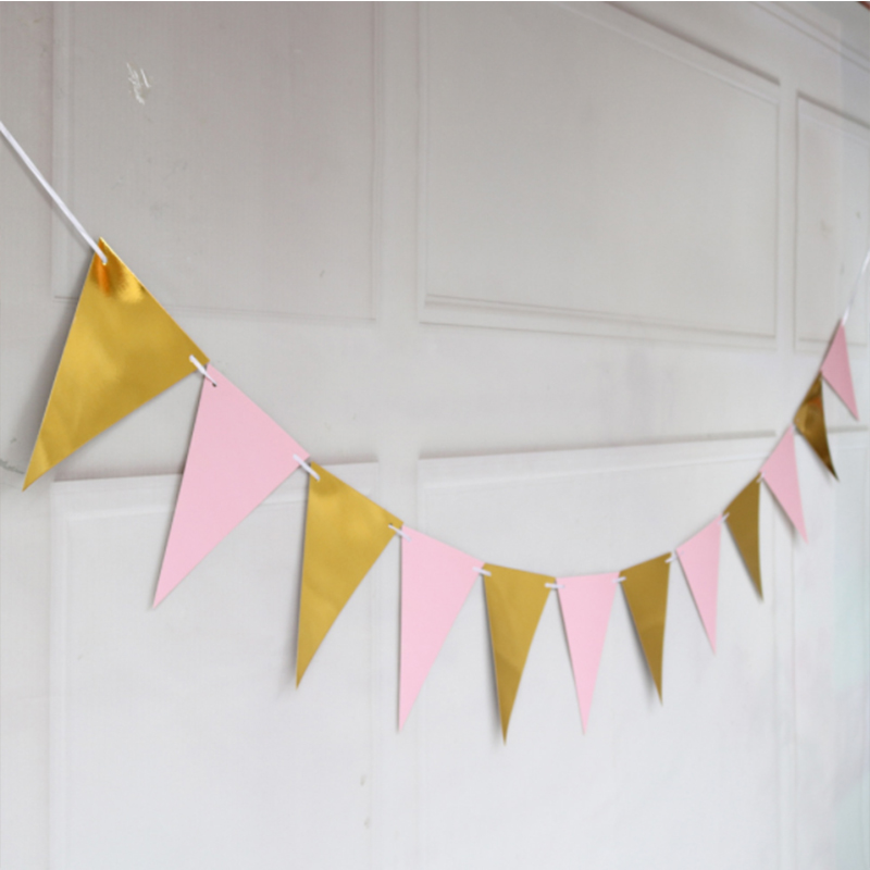 Birthday Decoration Festive Party Dress-Up Birthday Flag Banner Wavy Pennant Hot Gold Bunting Specification drawing