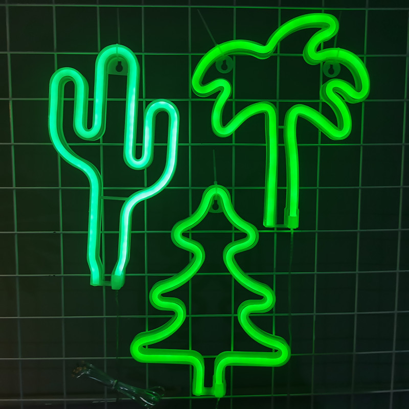 Cross-Border Led Cactus Christmas Tree Coconut Tree Neon Lights Modeling Atmosphere Festive Decoration Room Layout Specification drawing