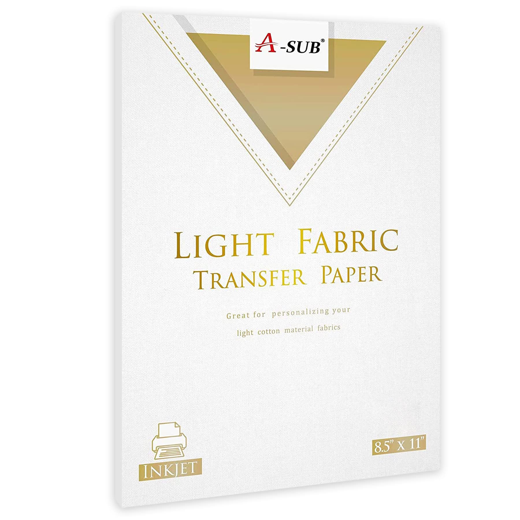 A-SUB 浅色热转印纸适用于白色和轻质面料21.59*27.94 T恤转印纸用于喷墨打印机清洗耐用持久转移无裂纹详情1