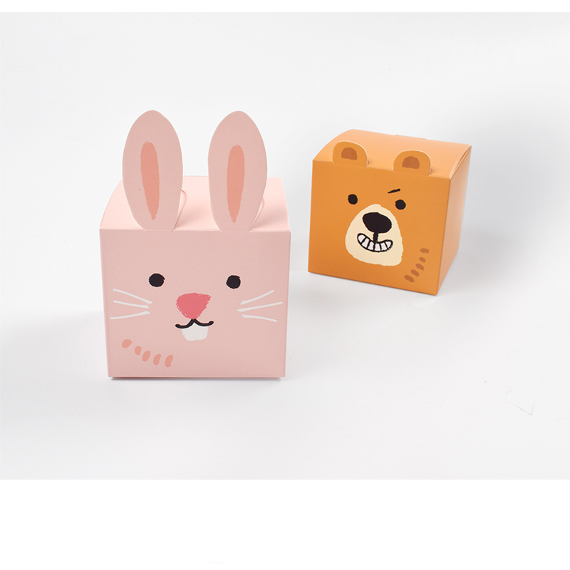 Square Cute Cute Bear Rabbit Abnormity Gift Candy Box Spot Folding Cute Paper Packaging Box 61 Children Gift Box Specification drawing