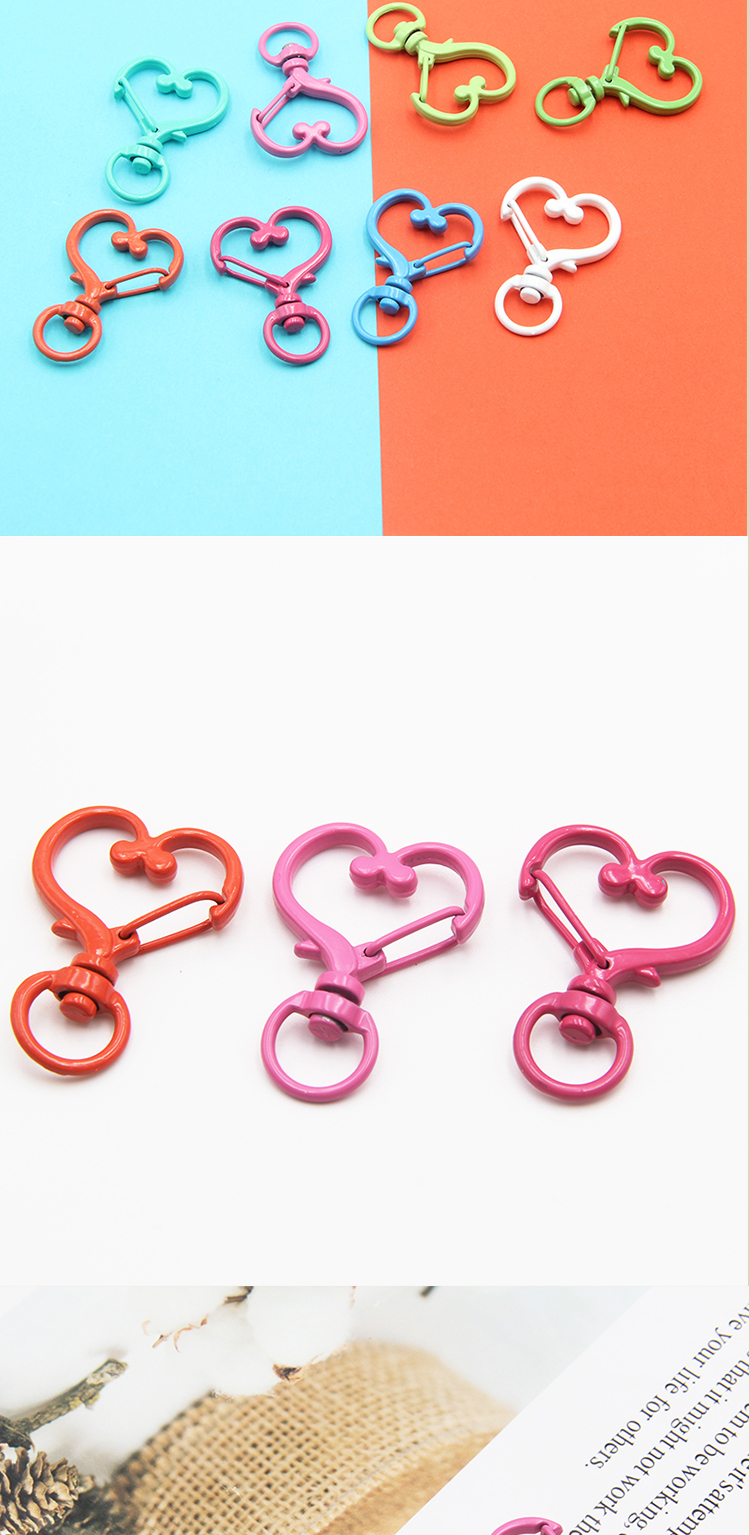 心形钥匙扣 烤漆钥匙扣 爱心钥匙扣34mm合金钥匙扣 DIY配件 包包挂扣 喷漆爱心挂钩详情4