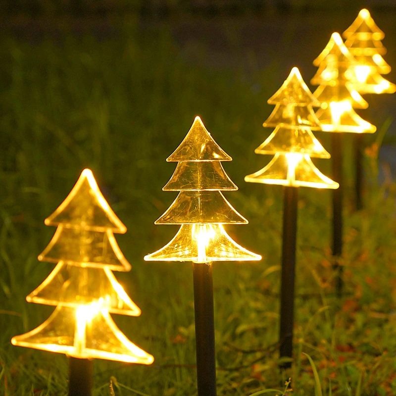 Solar Ground Lights Christmas Tree Snow Stars Outdoor Waterproof Patio Lighting Led Lights