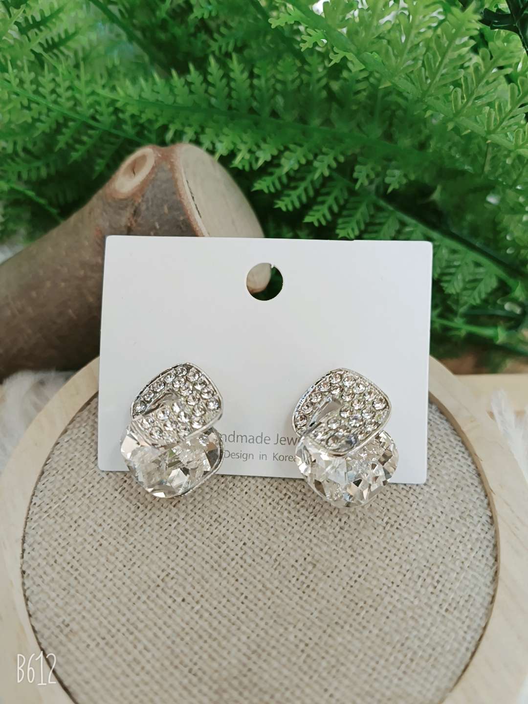 《一打装》韵之恋饰品网络人气爆款合金大玻璃戒面时尚耳环