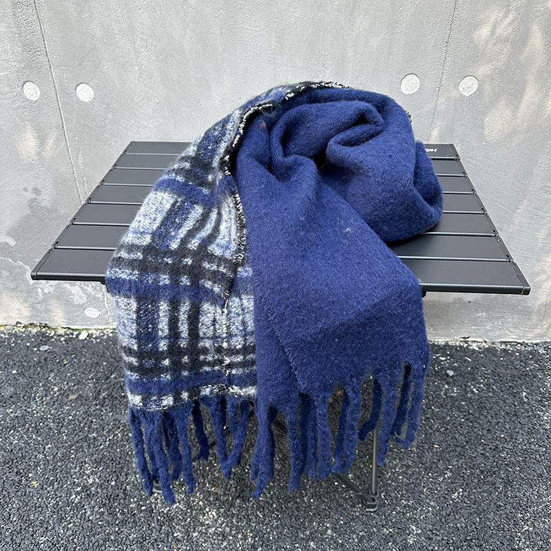Factory Custom Autumn And Winter New Warm Korean Version Of Advanced Sense All Over The Shawl Explosion Fringe Patchwork Plaid Scarf Specification drawing