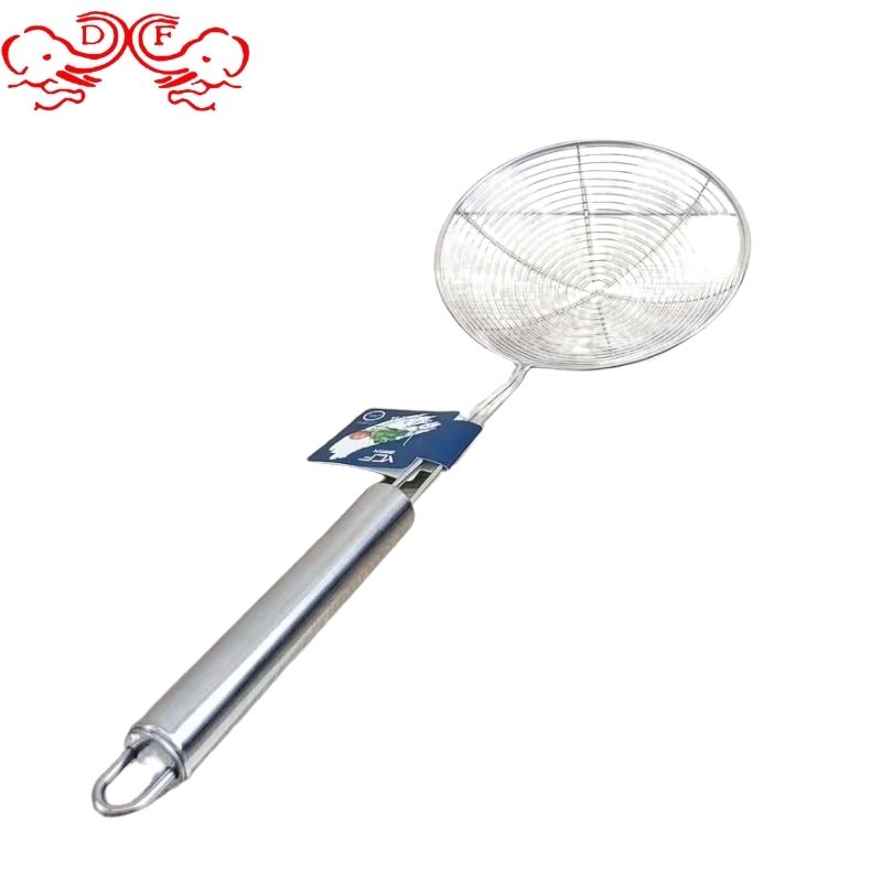 DF68131 Stainless steel thick round handle line oil spill fried scoop Noodle scoop Kitchen Hotel DF Trading House