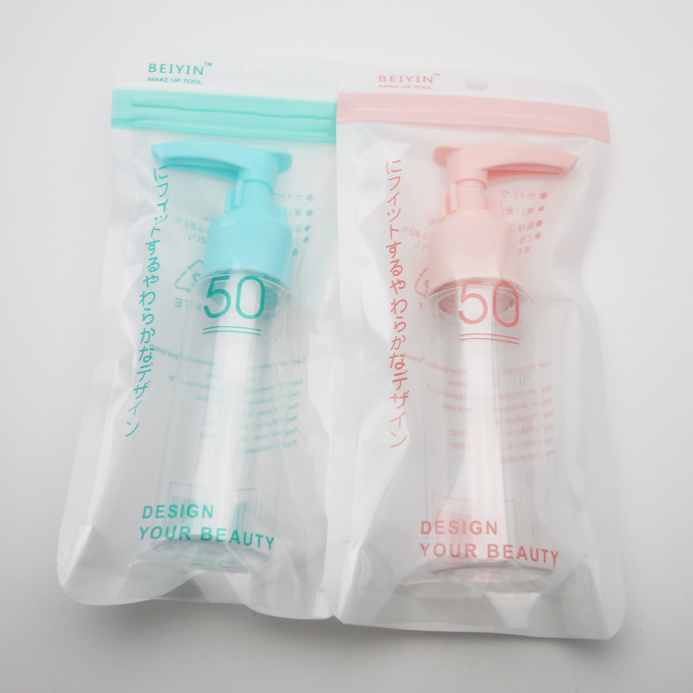 Press-mouth bottle 50ml transparent long plastic duck mouth bottle shower gel dispenser cosmetic bottle wholesale empty bottle - thumbnail
