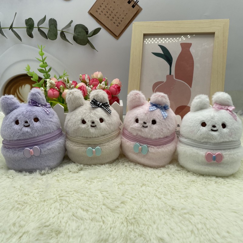 Bunny plush toy storage box Bunny plush toy key chain hairpin lipstick storage bag pendant