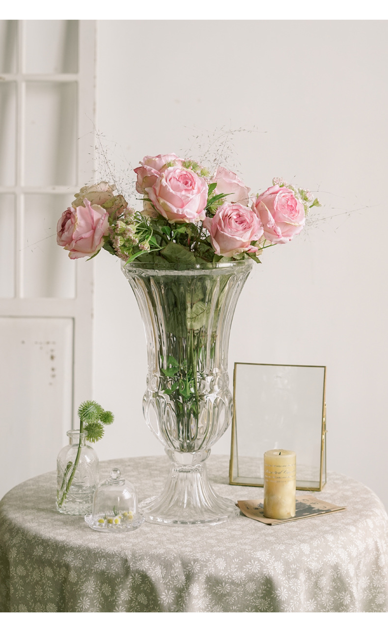 Yuxing Classic thickened transparent Glass Vase, European-style hydroponic flower home decoration, living room glass vase factory direct sales, wholesale and retail pic 11