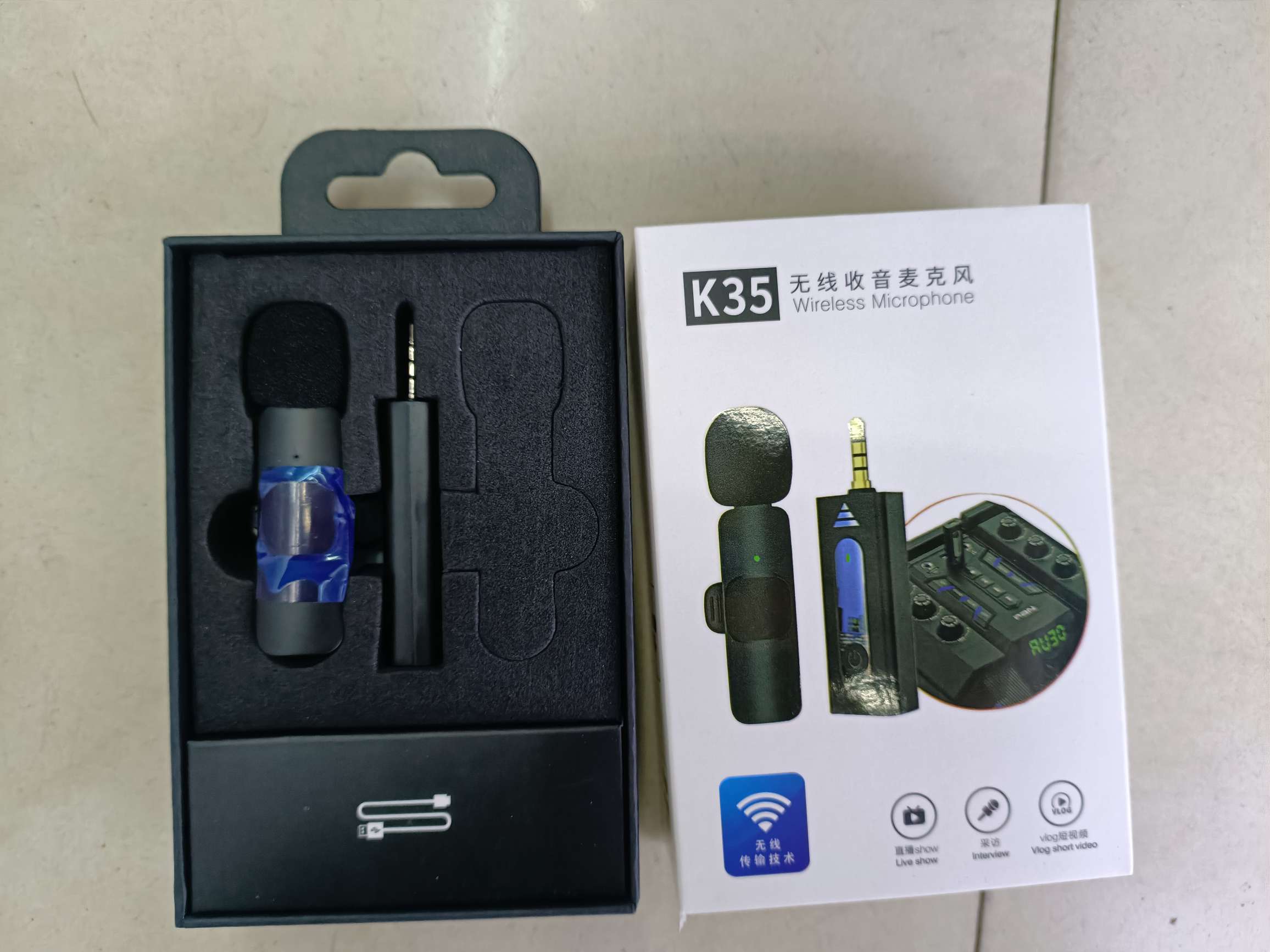 K35 Single label one tow one double label one tow two collar microphones Single microphone two microphones details Picture