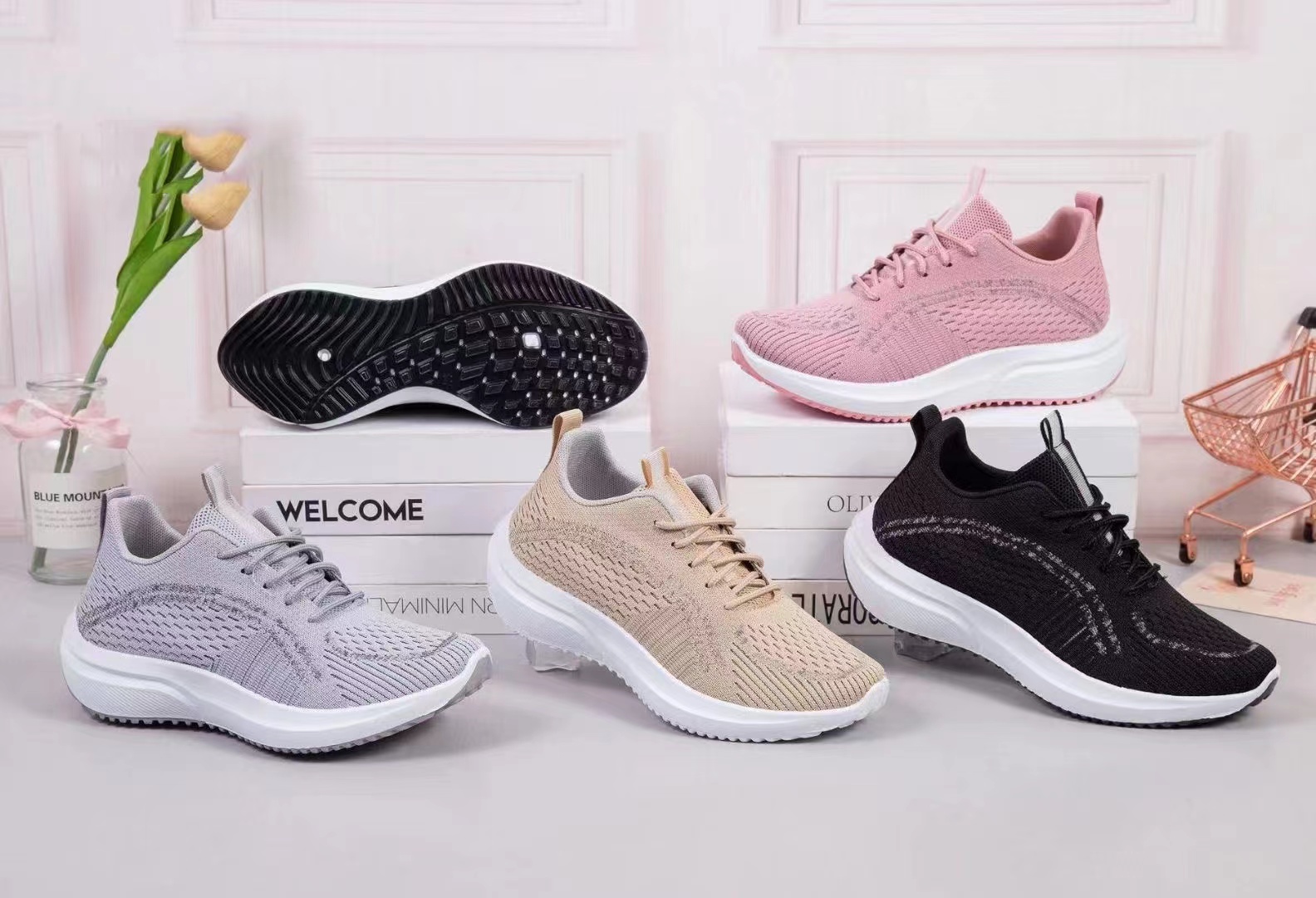 女子2023新款休闲运动鞋女时尚网面鞋飞织透气跑鞋详情14