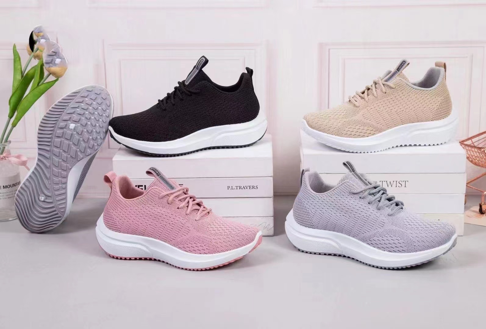 女子2023新款休闲运动鞋女时尚网面鞋飞织透气跑鞋详情10