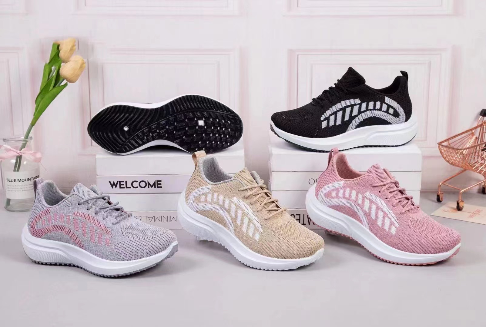 女子2023新款休闲运动鞋女时尚网面鞋飞织透气跑鞋详情15