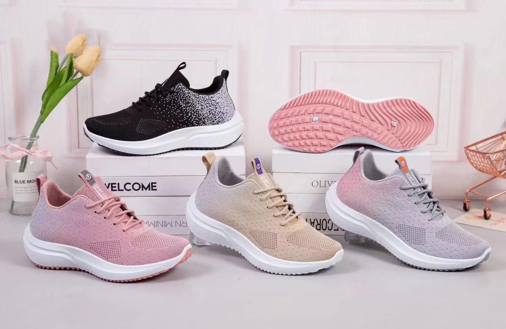 女子2023新款休闲运动鞋女时尚网面鞋飞织透气跑鞋详情12