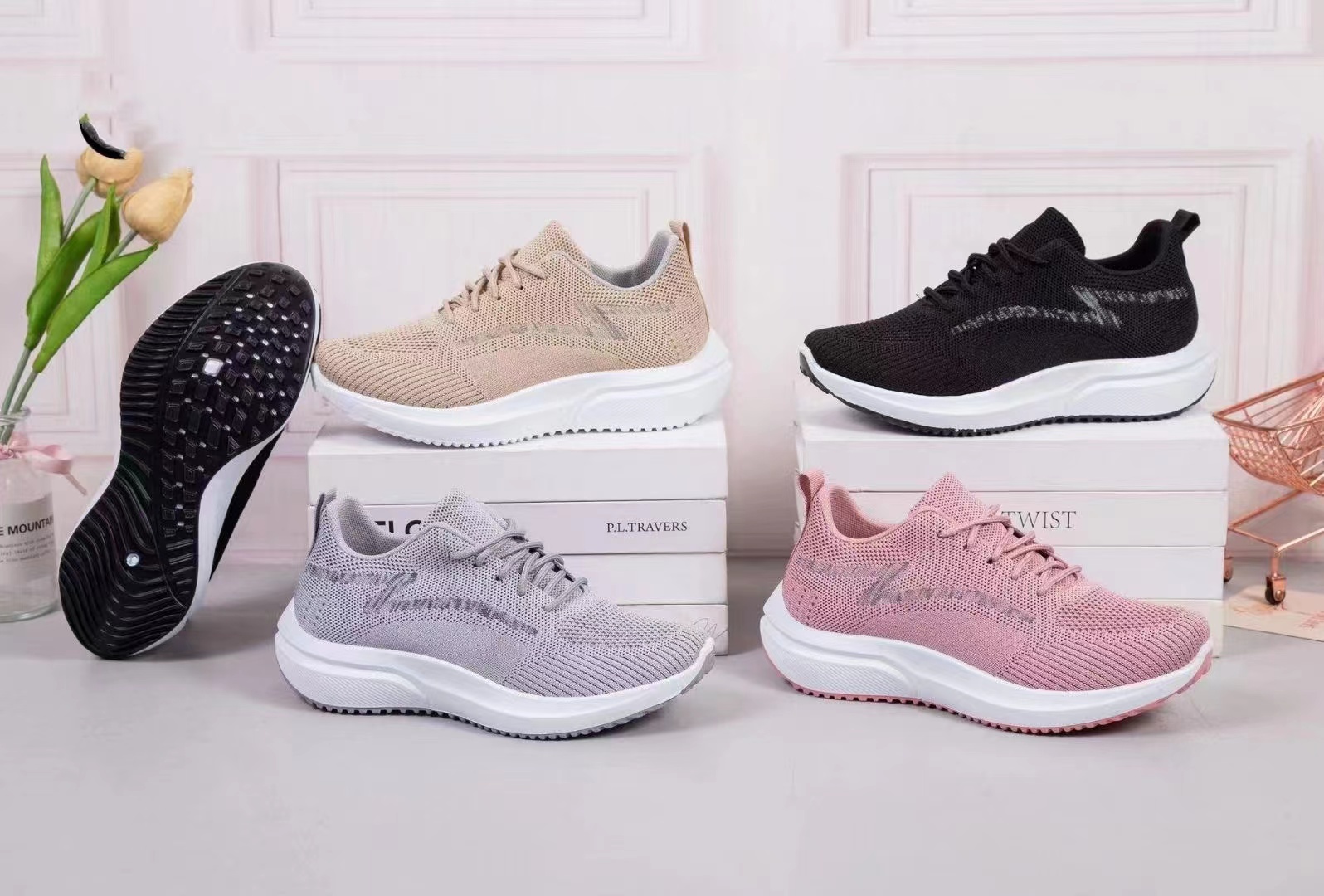 女子2023新款休闲运动鞋女时尚网面鞋飞织透气跑鞋详情9