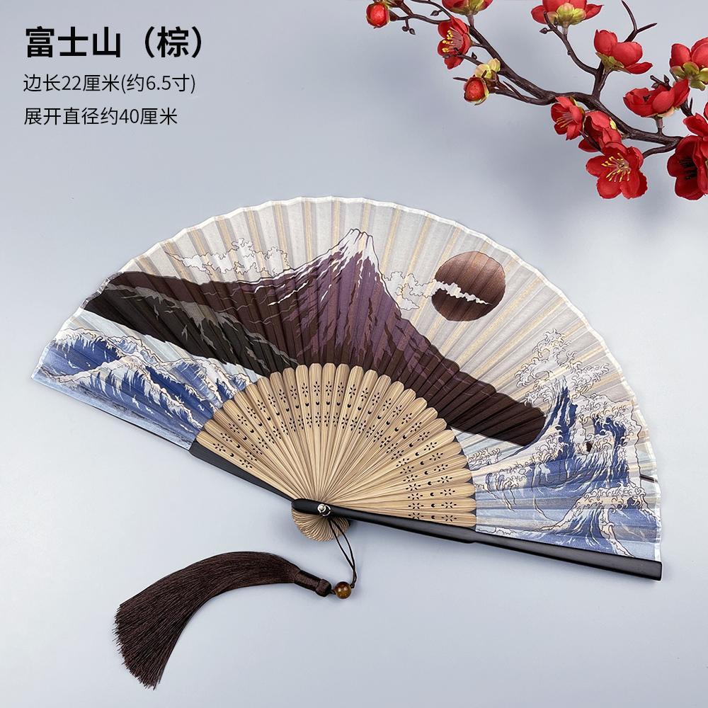 Ladies Matte lacquer Real Silk folding fan Chinese style folding fan Japanese style folding fan summer Hanfu cheongsam and wind gift dance fan Item Picture