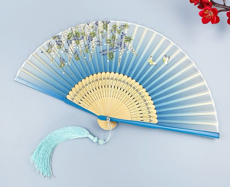 Ladies' Real Silk folding fan Chinese style folding fan Japanese style folding fan summer Hanfu Cheongsam gift dance fan thumbnail