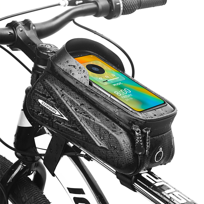 404 Hard shell tube bag Bicycle shell bag front beam bag Mountain bike phone touch screen tube bag saddle bag front beam bag