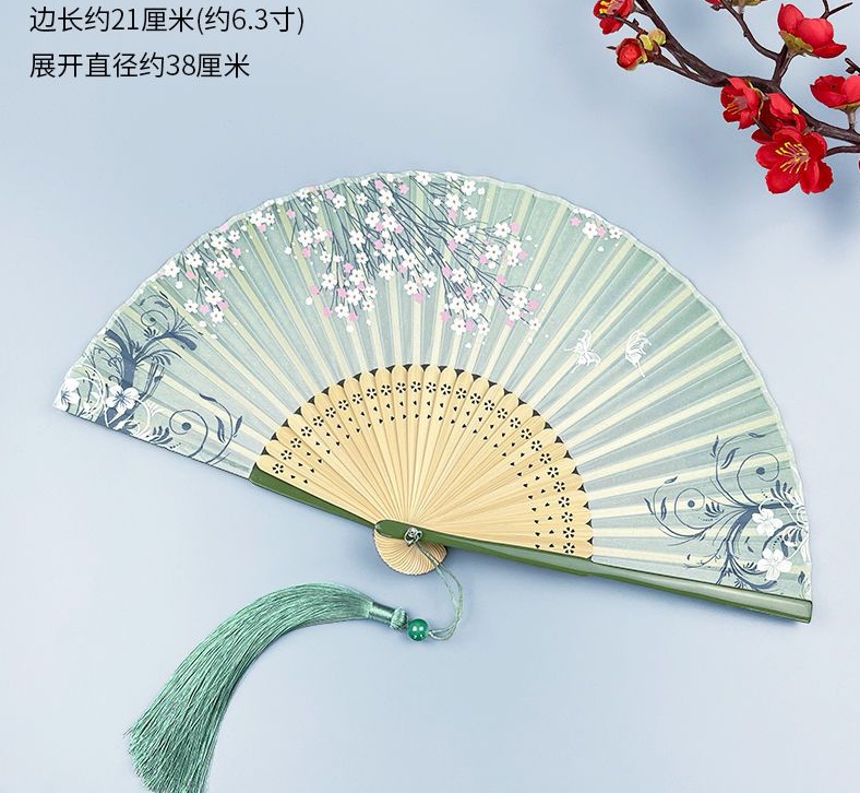 Ladies Silk Folding Fan Chinese Style Folding Fan Japanese Folding Fan Summer Hanfu Qipao Gift Dance Fan full figure