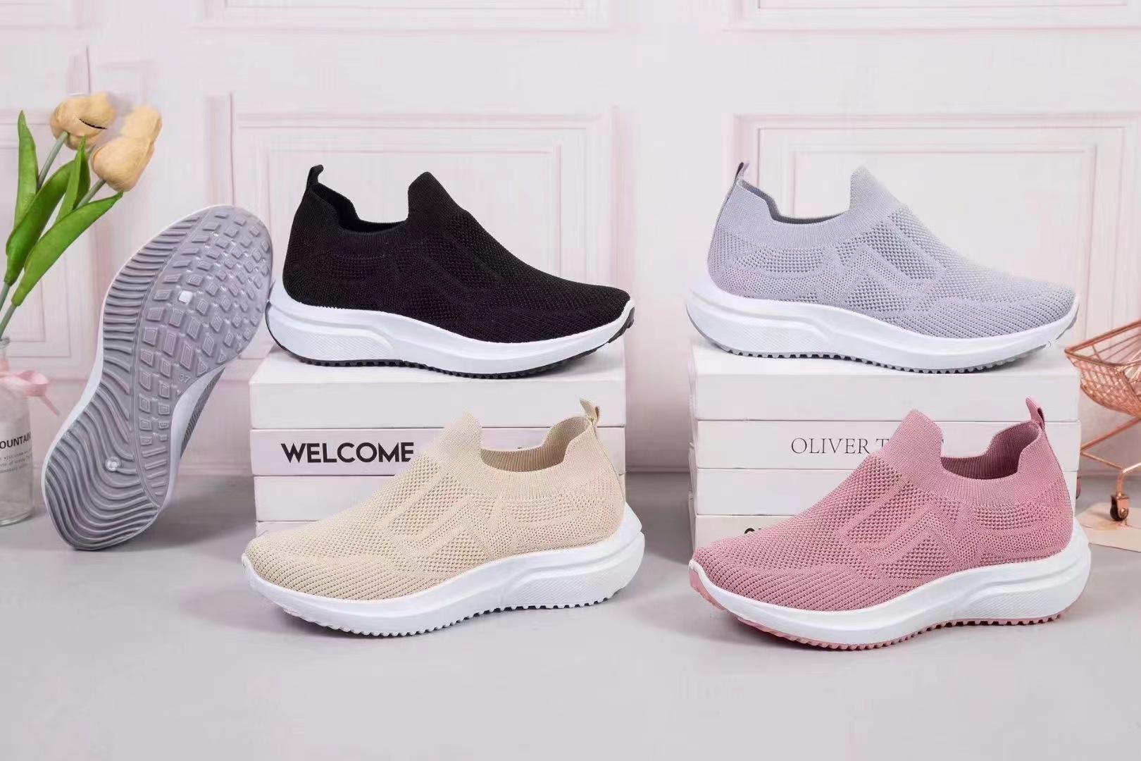 女子2023新款休闲运动鞋女时尚网面鞋飞织透气跑鞋详情6