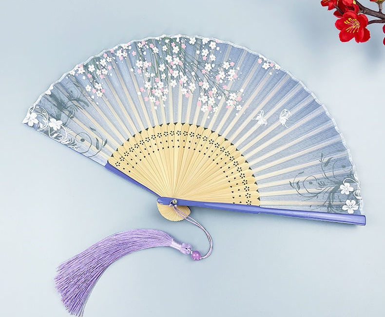 Ladies Silk Folding Fan Chinese Style Folding Fan Japanese Folding Fan Summer Hanfu Qipao Gift Dance Fan details Picture