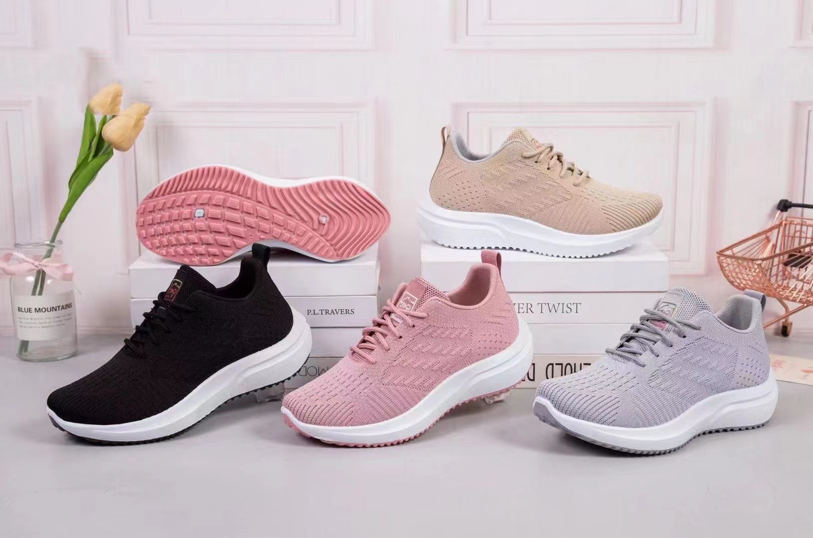 女子2023新款休闲运动鞋女时尚网面鞋飞织透气跑鞋详情13