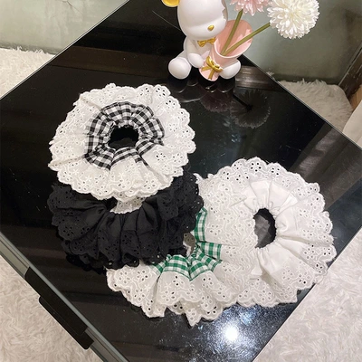 Blogger Recommended ~ Double Lace Scrunchie French Hollowout Handmade Four Layers Of Lace Large Double Lace Large Colon Circle Four Layers Of Lace