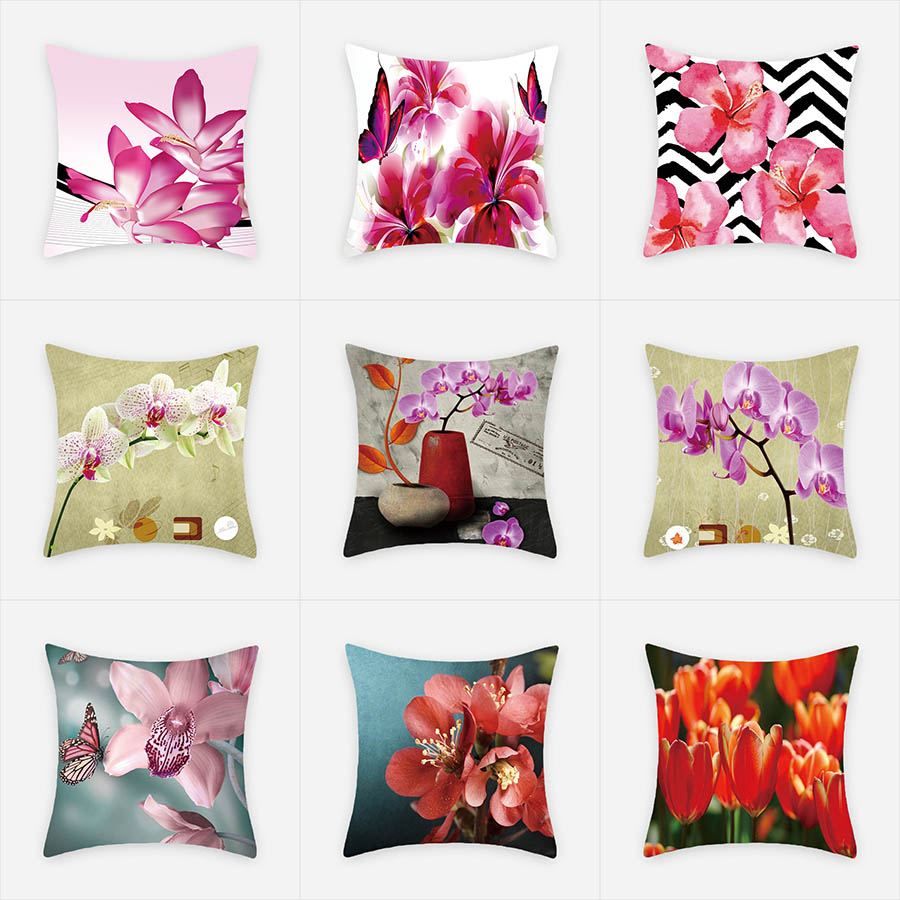 Amazon sells new art flower bird cotton and hemp throw pillow to figure customization thumbnail