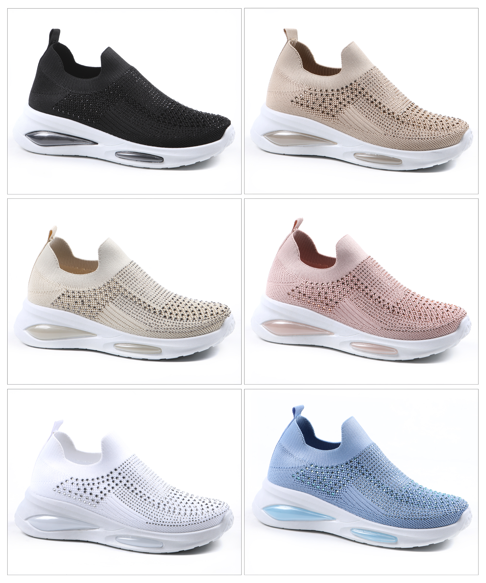 女子2023新款双气垫休闲运动鞋女时尚网面鞋飞织透气跑鞋一脚蹬详情5