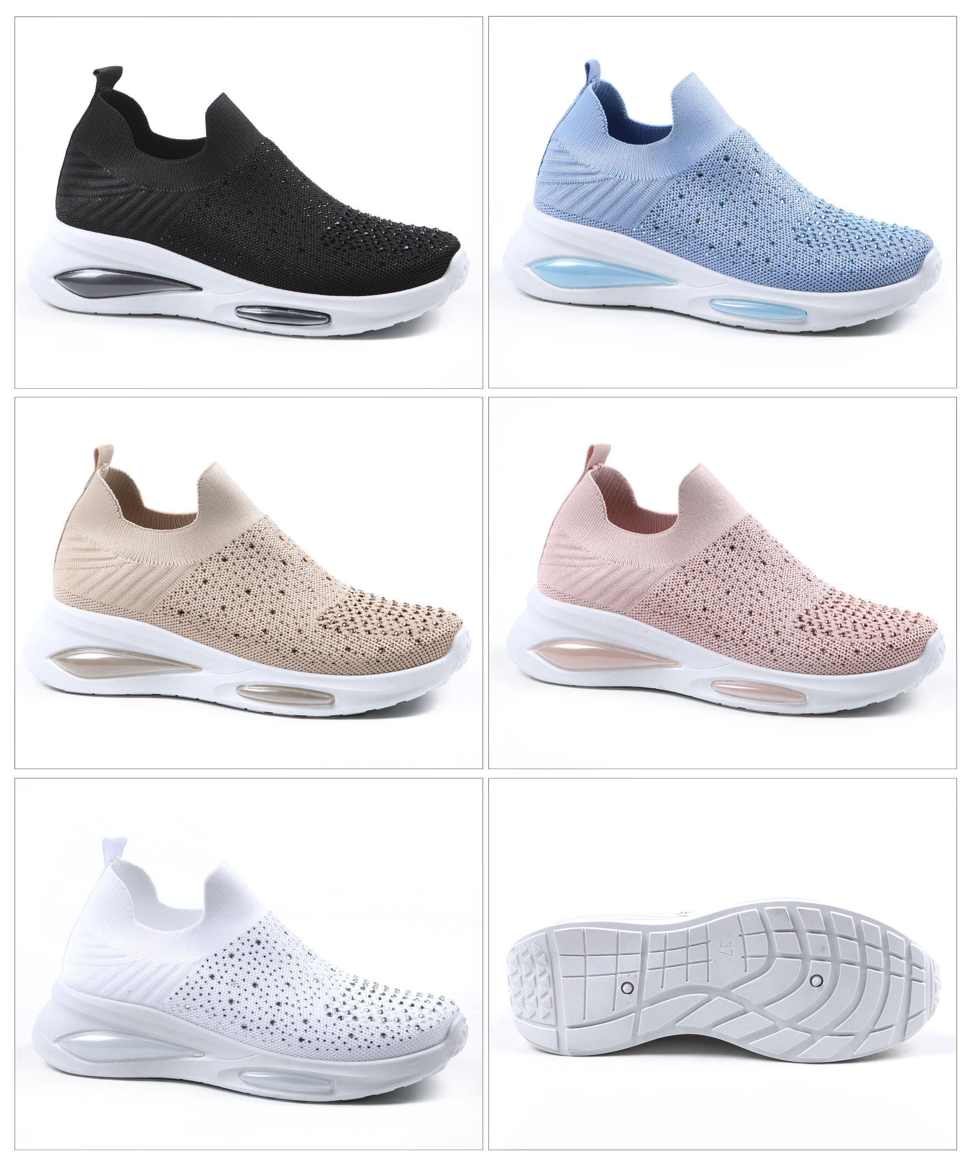 女子2023新款双气垫休闲运动鞋女时尚网面鞋飞织透气跑鞋一脚蹬详情6