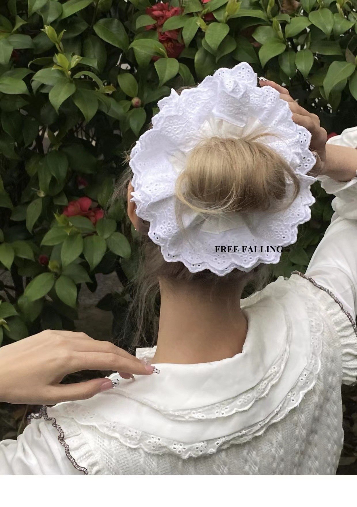Blogger Recommended ~ Double Lace Scrunchie French Hollowout Handmade Four Layers Of Lace Large Double Lace Large Colon Circle Four Layers Of Lace details Picture