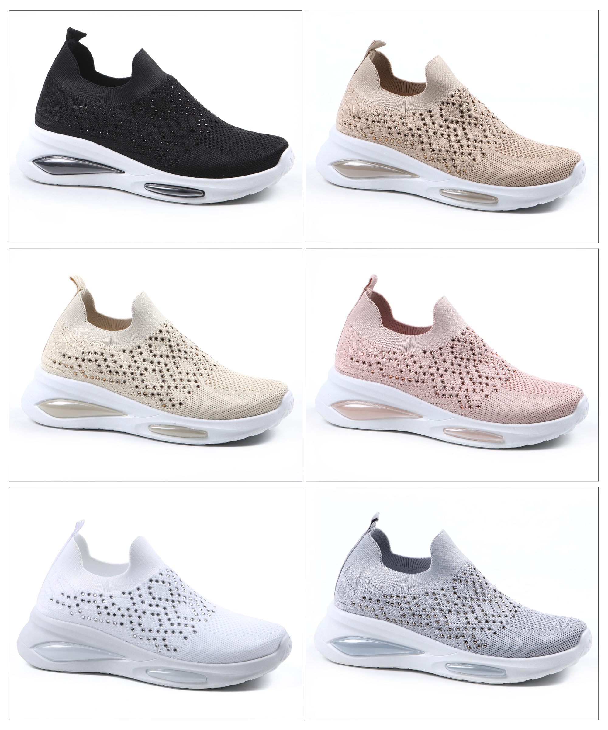 女子2023新款双气垫休闲运动鞋女时尚网面鞋飞织透气跑鞋一脚蹬详情3