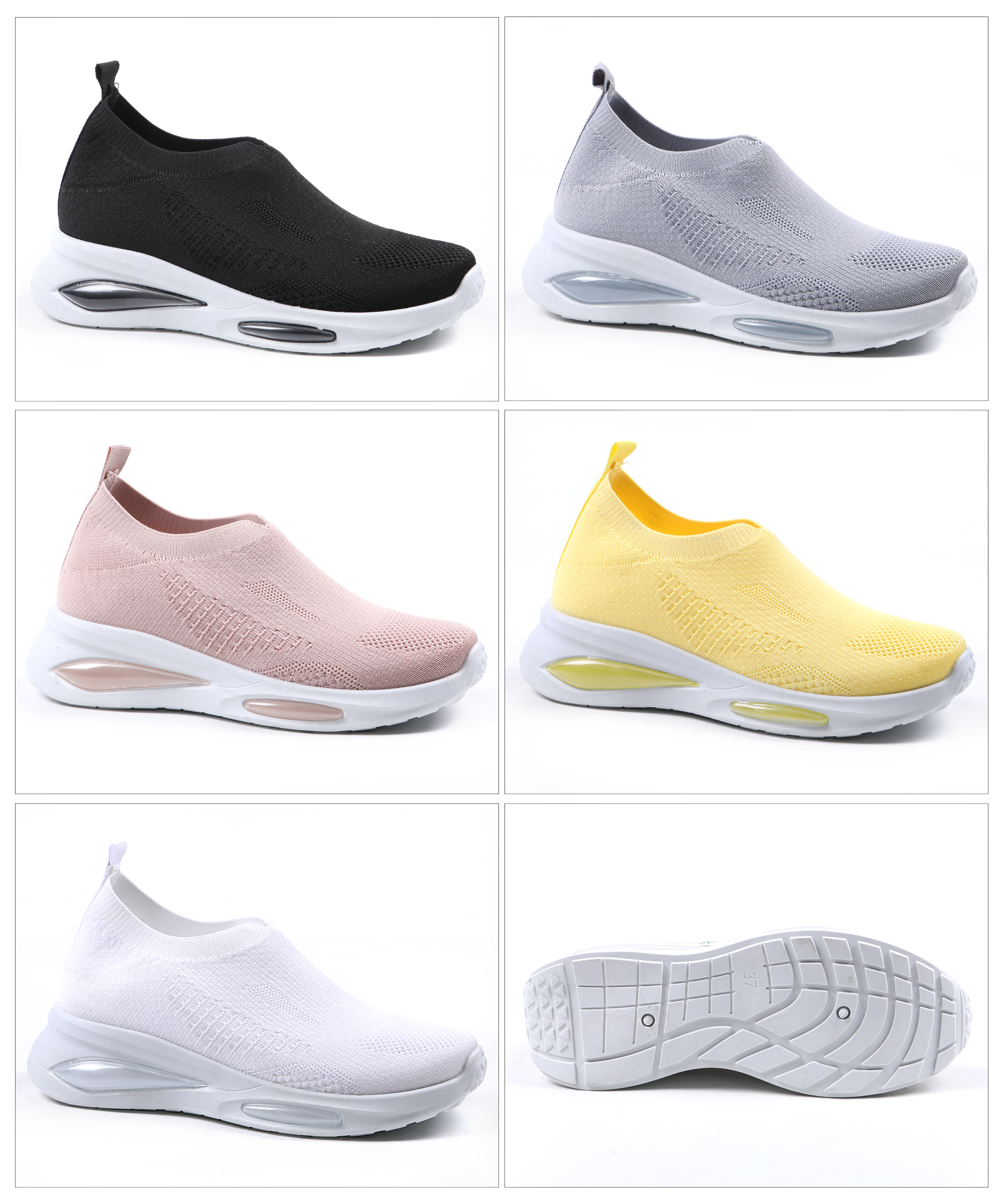 女子2023新款双气垫休闲运动鞋女时尚网面鞋飞织透气跑鞋一脚蹬详情8