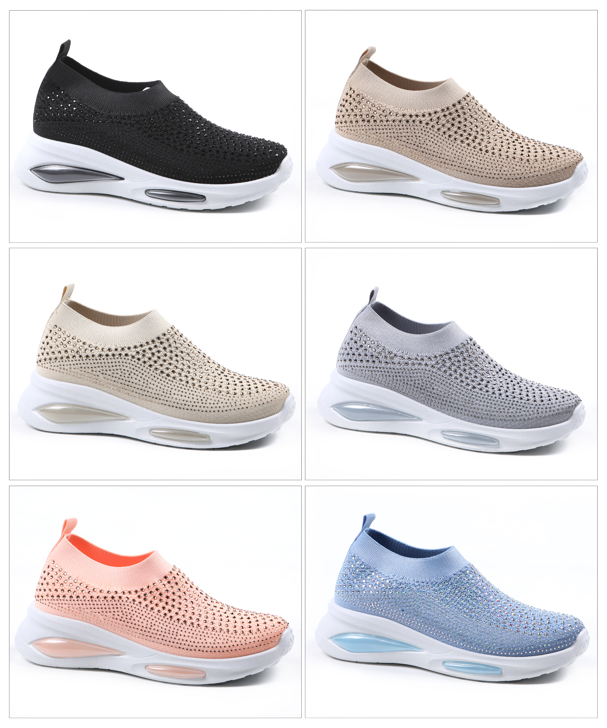 女子2023新款双气垫休闲运动鞋女时尚网面鞋飞织透气跑鞋一脚蹬详情4