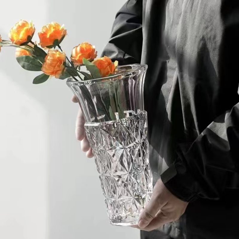 2023 New Yuxing GW thickened transparent glass vase, European-style hydroponic flower, home, office and hotel decoration, living room glass vase, factory direct sales and wholesale