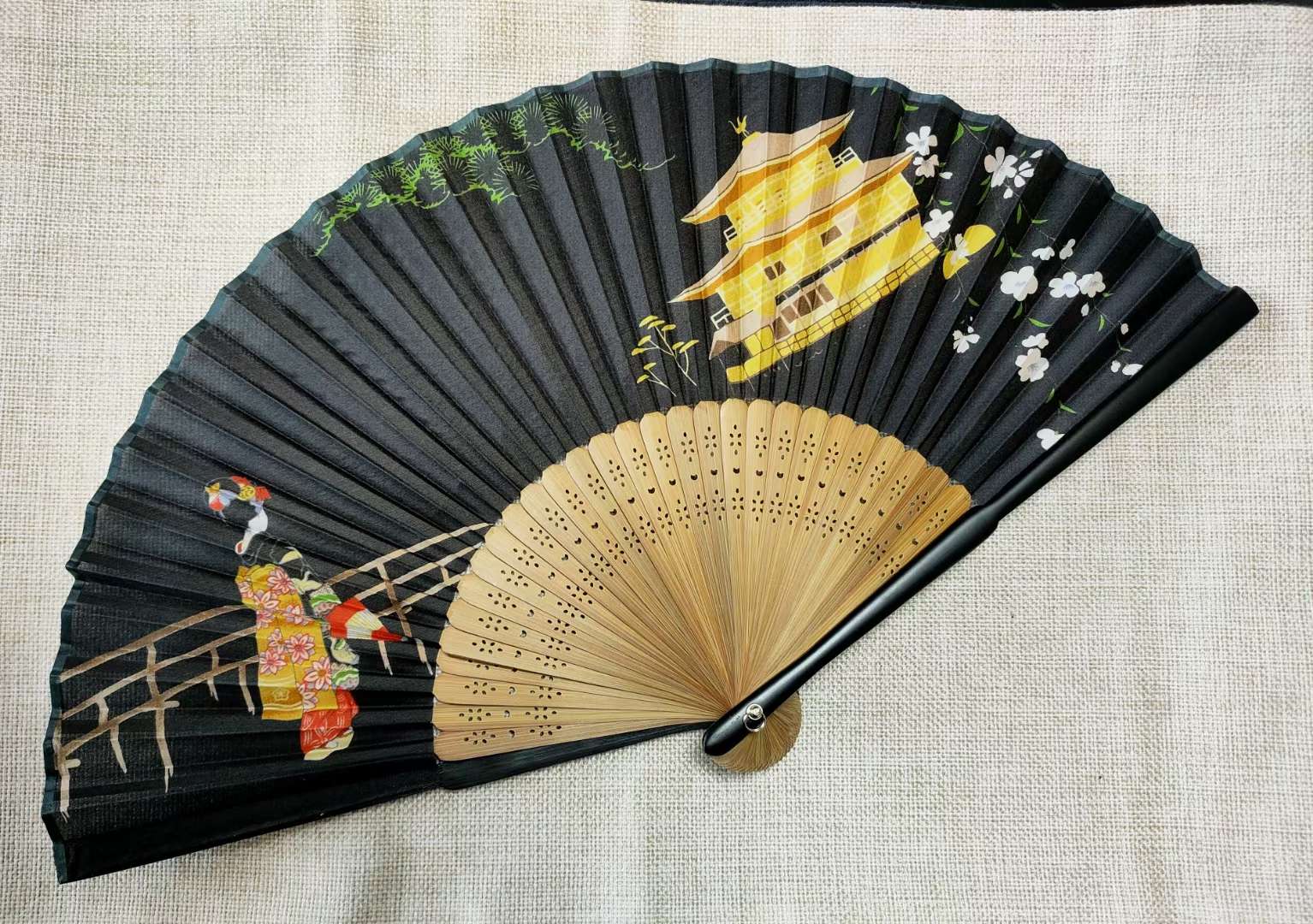 Ladies Matte Lacquer Silk Folding Fan Chinese Style Folding Fan Japanese Folding Fan Summer Hanfu Cheongsam And Wind Gift Dance Fan Specification drawing