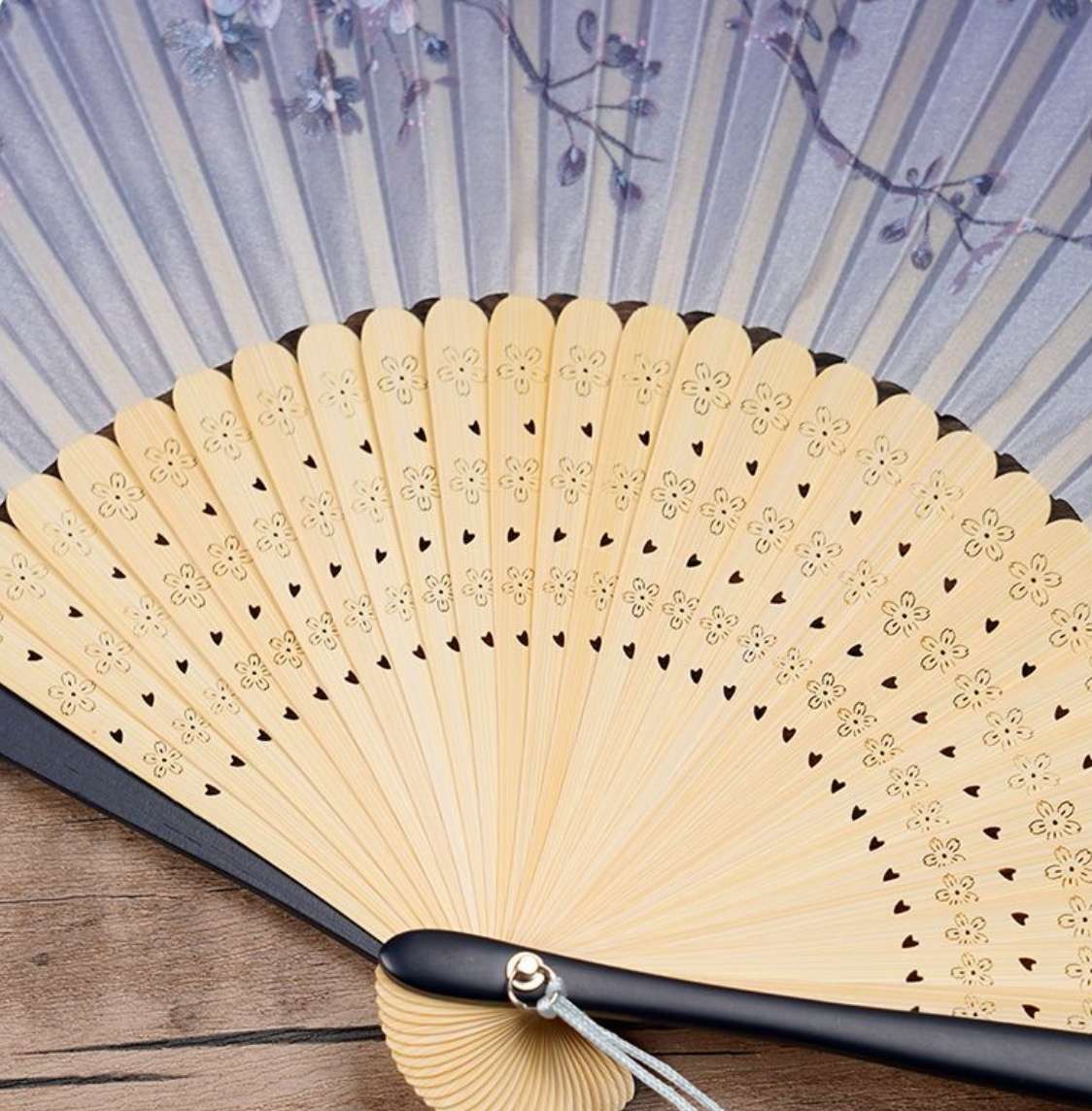 6-Inch Female Fan Carved Folding Fan Silk Folding Fan Japanese Folding Fan Summer Hanfu Cheongsam And Wind Gifts Dance Folding Fan Item Picture