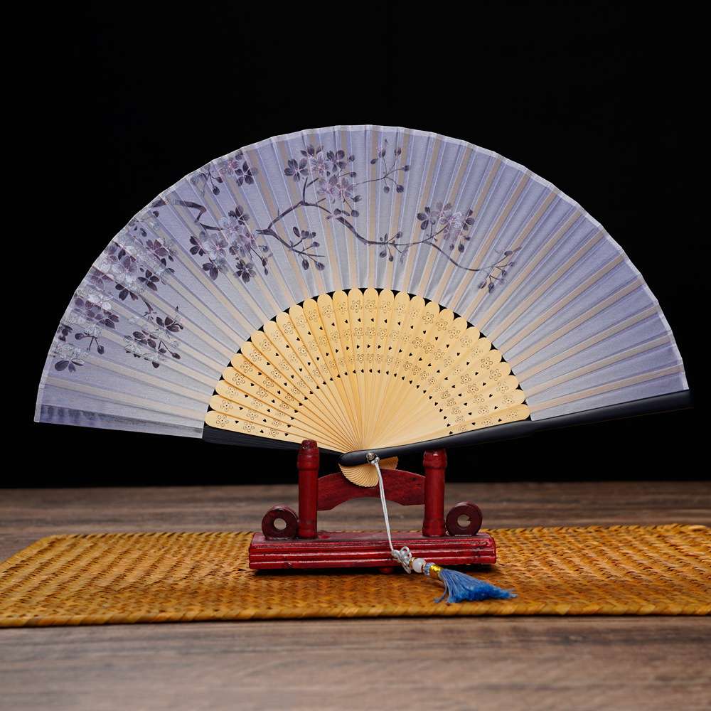 6-Inch Female Fan Carved Folding Fan Silk Folding Fan Japanese Folding Fan Summer Hanfu Cheongsam And Wind Gifts Dance Folding Fan Specification drawing