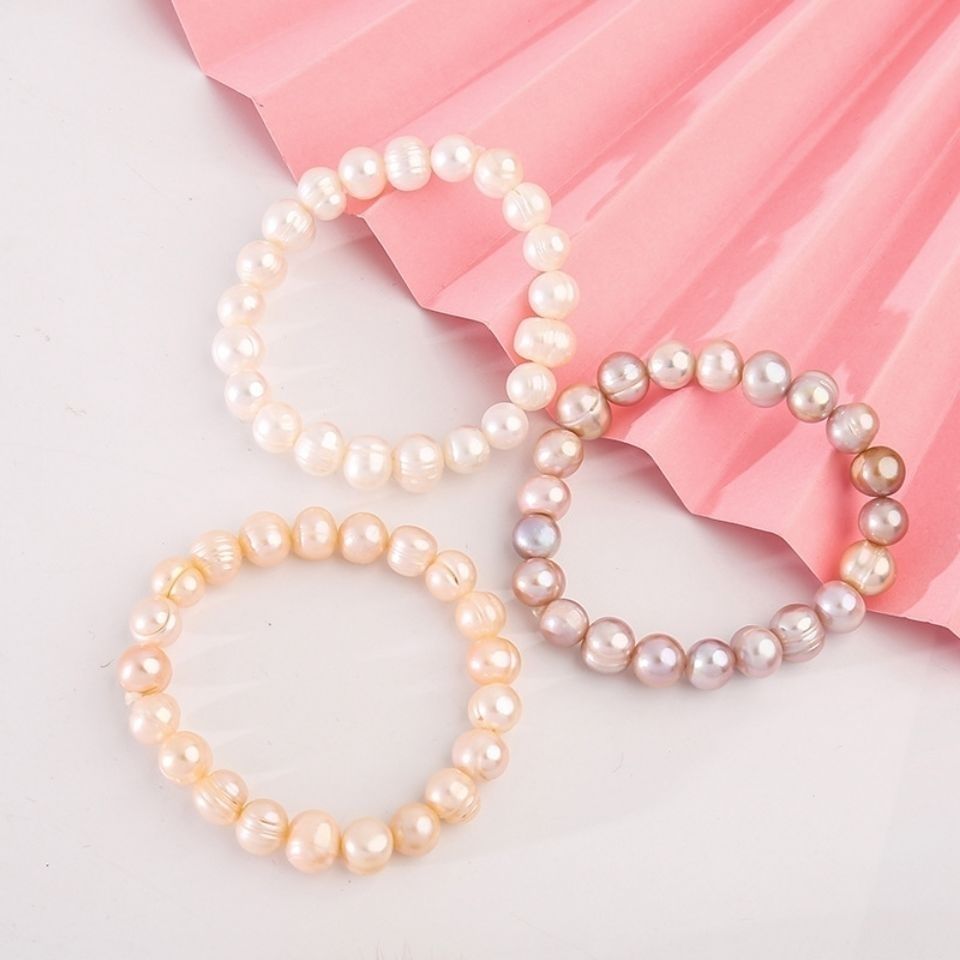 Authentic Natural Pearl Bracelet 7-8M Near Round White Freshwater Pearl Simple Gift For Mother Girlfriend Valentine's Day Jewelry Wholesale Real Pearls Application Scenario