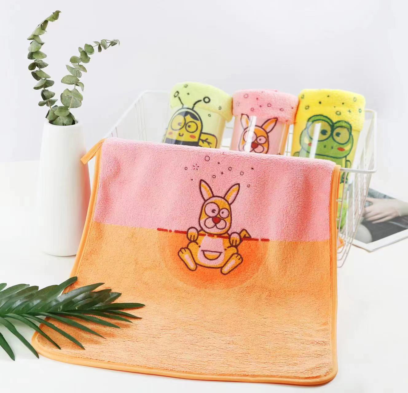 Tuoou Textile Factory Direct sales Coral fleece cartoon children's household thickened soft absorbent towels wholesale, no shedding details Picture